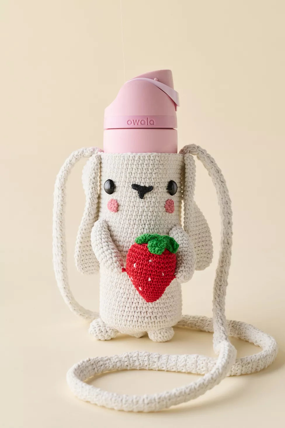 Strawberry Bunny Crochet Water Bottle Sling | Bolsita Crochet para guardar termo 🐰🍓