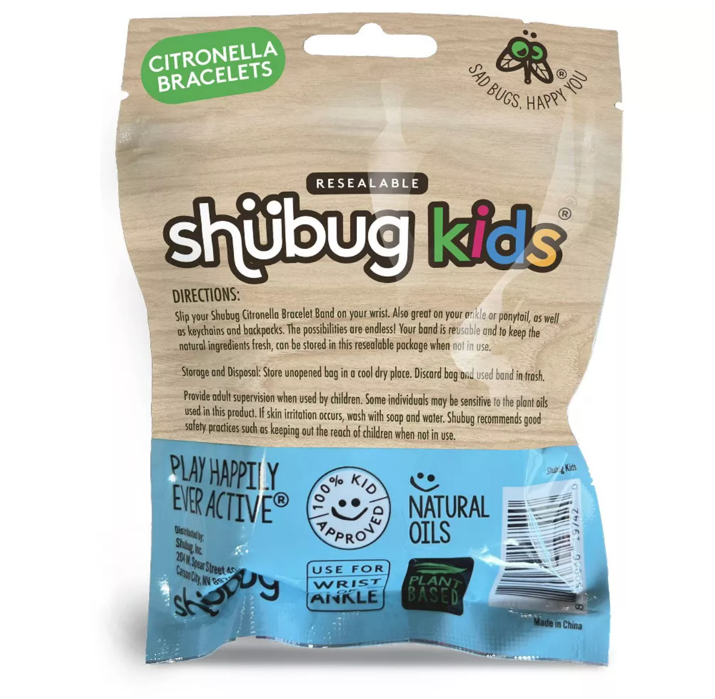 Pulsera repelente de insectos de citronela para niños | Shubug 🪰