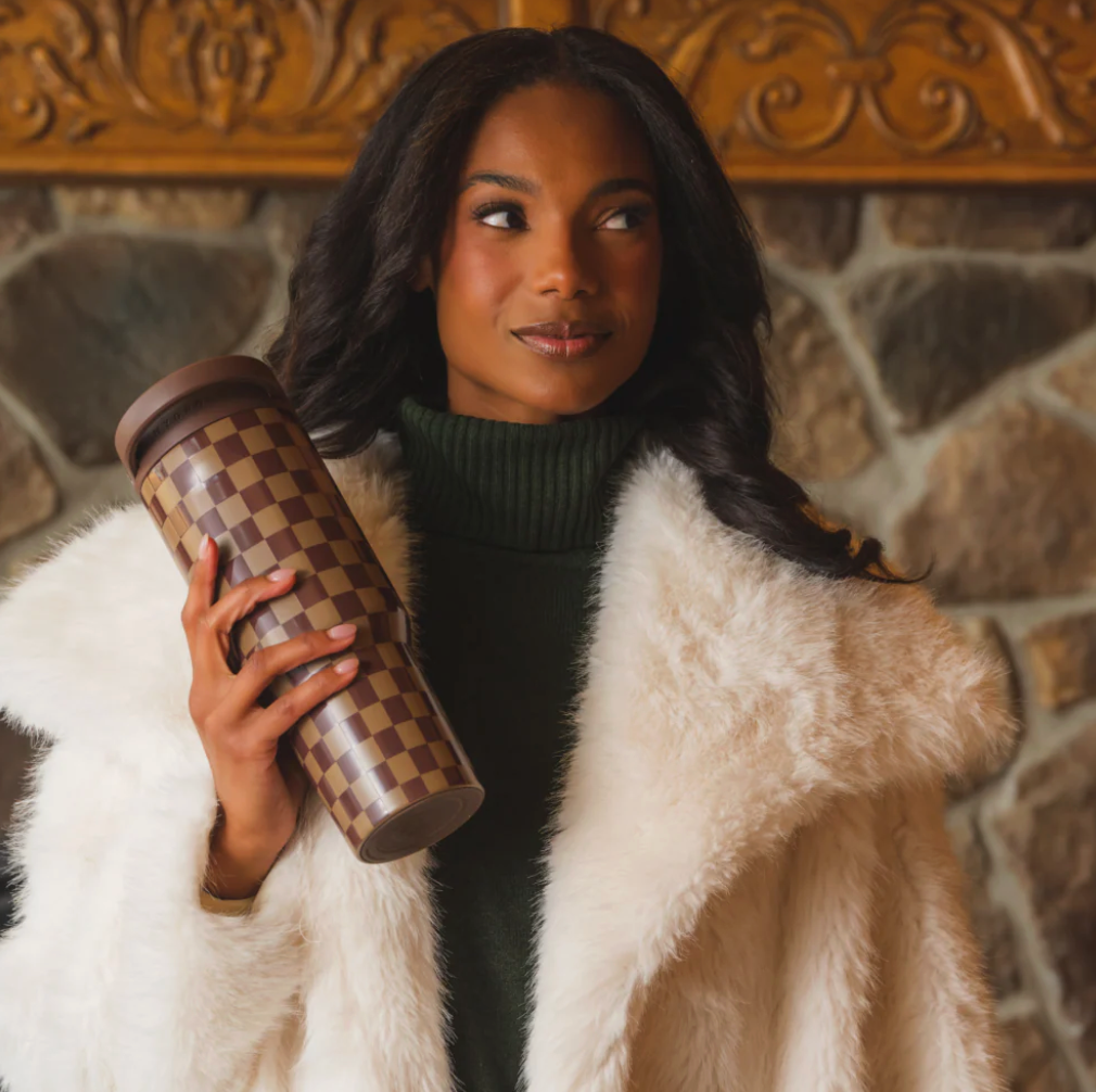 Autumn Checkers 🤎🤍 |  Hydrojug Traveler 995 ml  | 32 oz