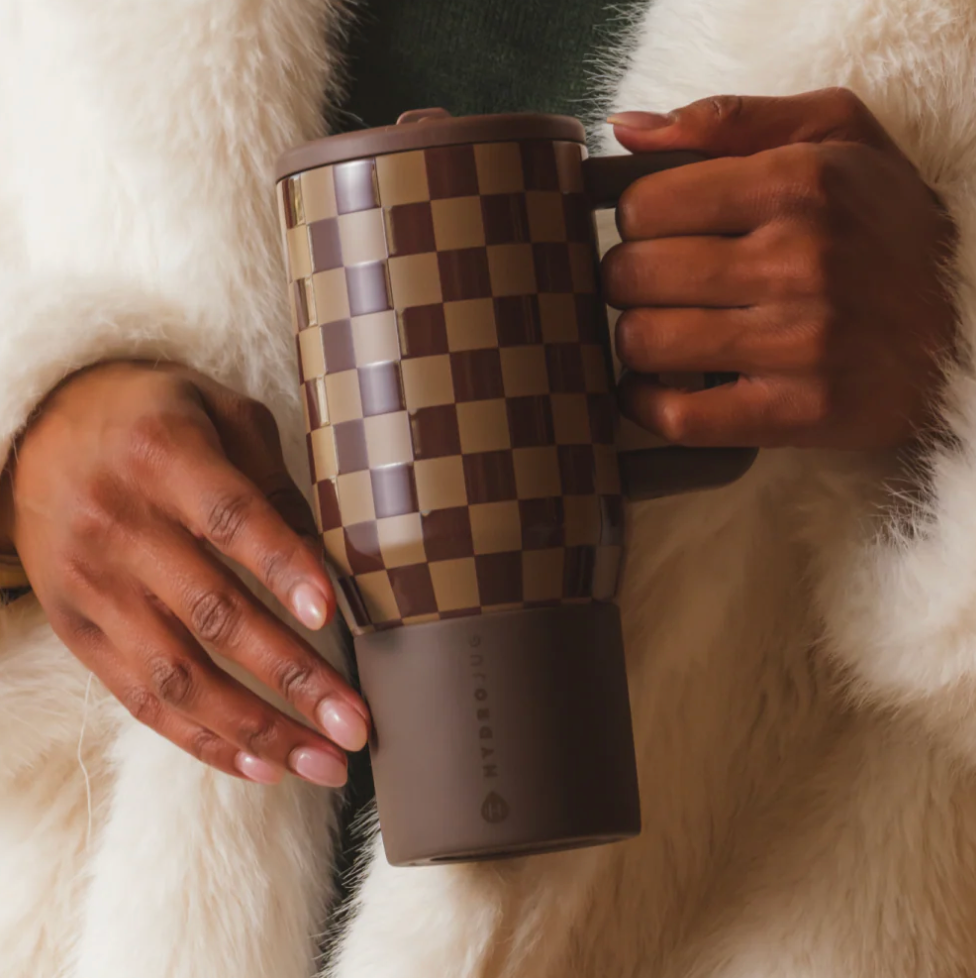 Autumn Checkers 🤍🤎 | Hydrojug Traveler 591 ml | 20 oz