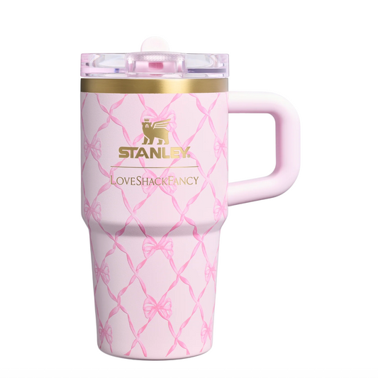 Baby Bow Pink Peppermint 🎀 | Stanley 1913 x LoveShackFancy Holiday Quencher ProTour Flip Straw Tumbler | 20 oz | 591 ml
