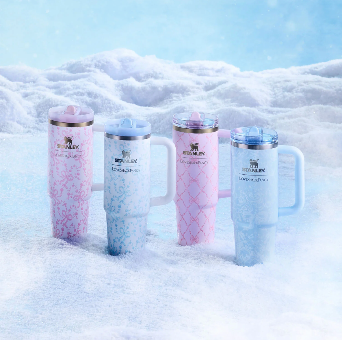 Baby Bow Pink Peppermint 🎀 | Stanley 1913 x LoveShackFancy Holiday Quencher ProTour Flip Straw Tumbler | 30 oz, 887 ml