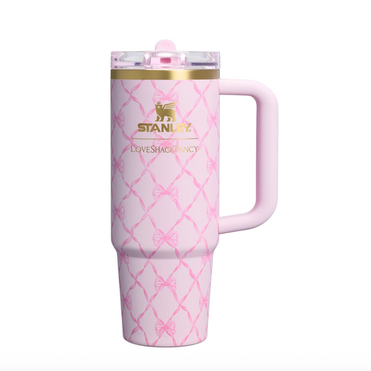 Baby Bow Pink Peppermint 🎀 | Stanley 1913 x LoveShackFancy Holiday Quencher ProTour Flip Straw Tumbler | 30 oz, 887 ml