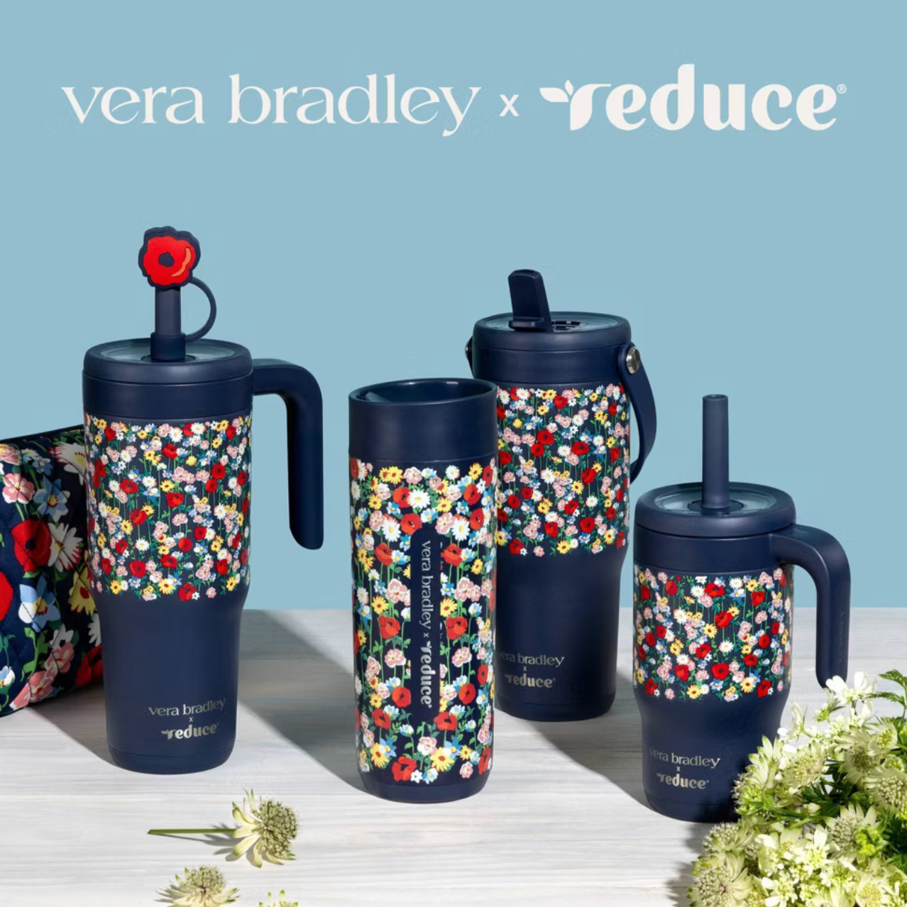 Reduce x Vera Bradley 16oz Perk Insulated Stainless Steel Leak Proof Coffee Tumbler