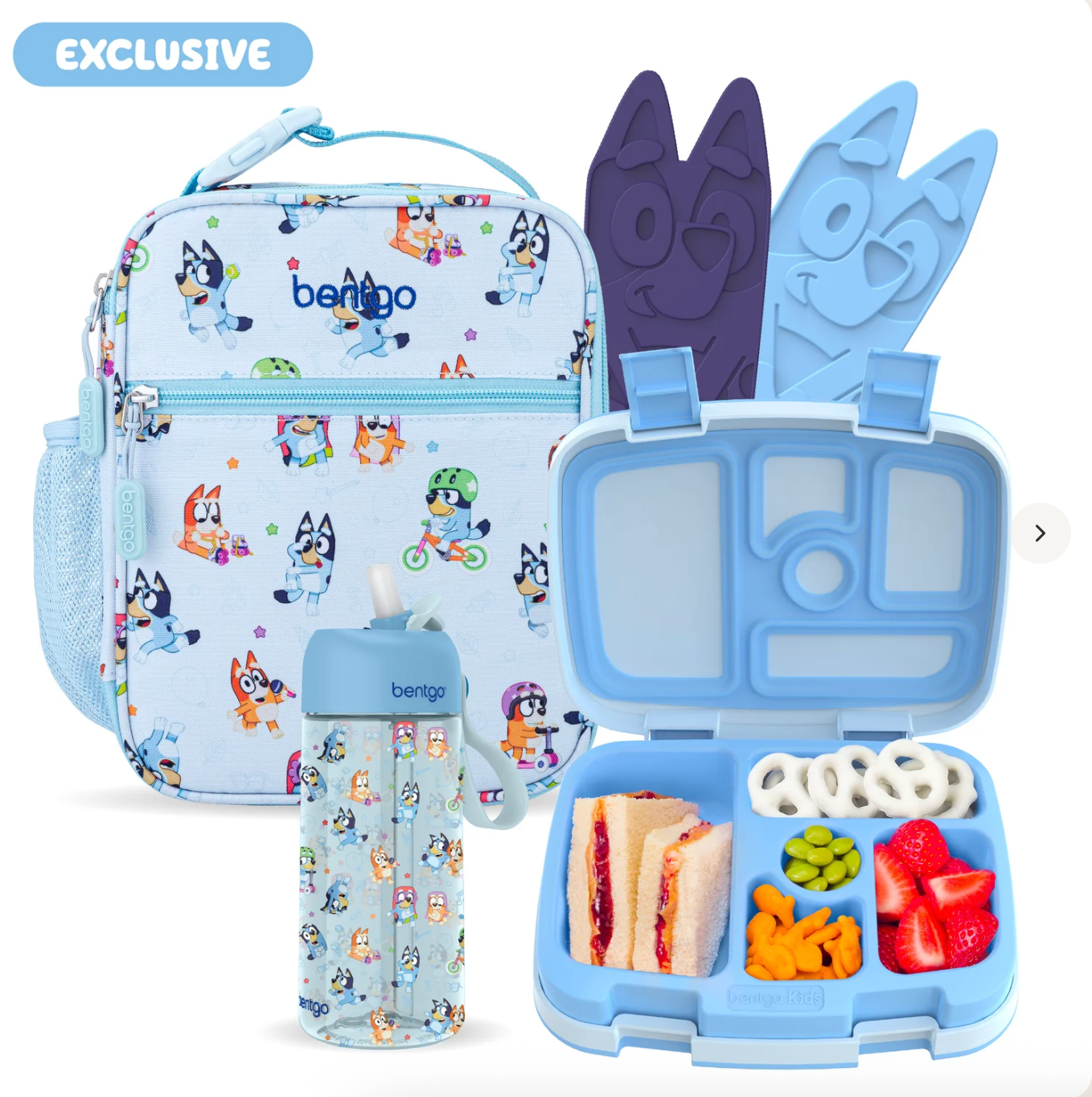 Bentgo + Bluey Kids Prints 5-Piece Lunch Box Set | Set lonchera | Play day 🩵