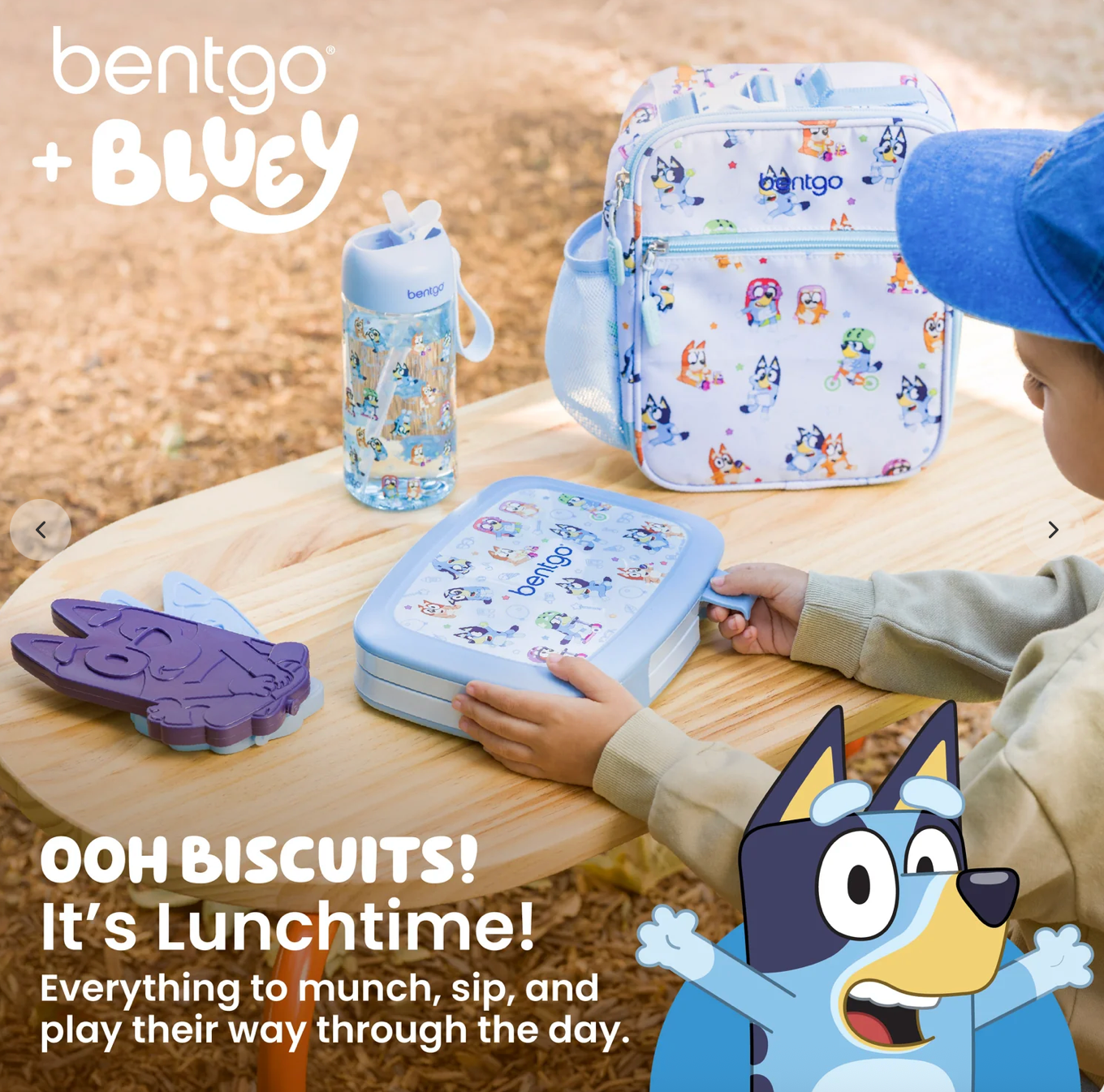 Bentgo + Bluey Kids Prints 5-Piece Lunch Box Set | Set lonchera | Play day 🩵