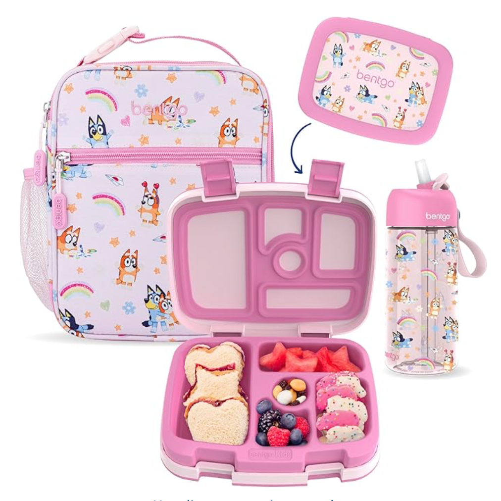 Bentgo + Bluey Kids Prints 3-Piece Lunch Box Set | Set lonchera | Hearts &