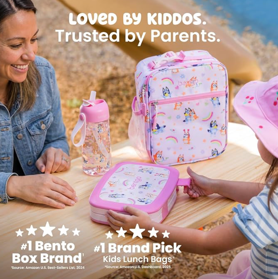 Bentgo + Bluey Kids Prints 3-Piece Lunch Box Set | Set lonchera | Hearts &