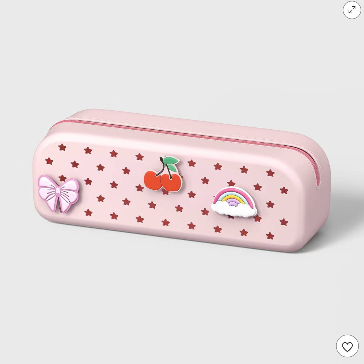Silicone Charm Pencil Pouch | Pink 🌸