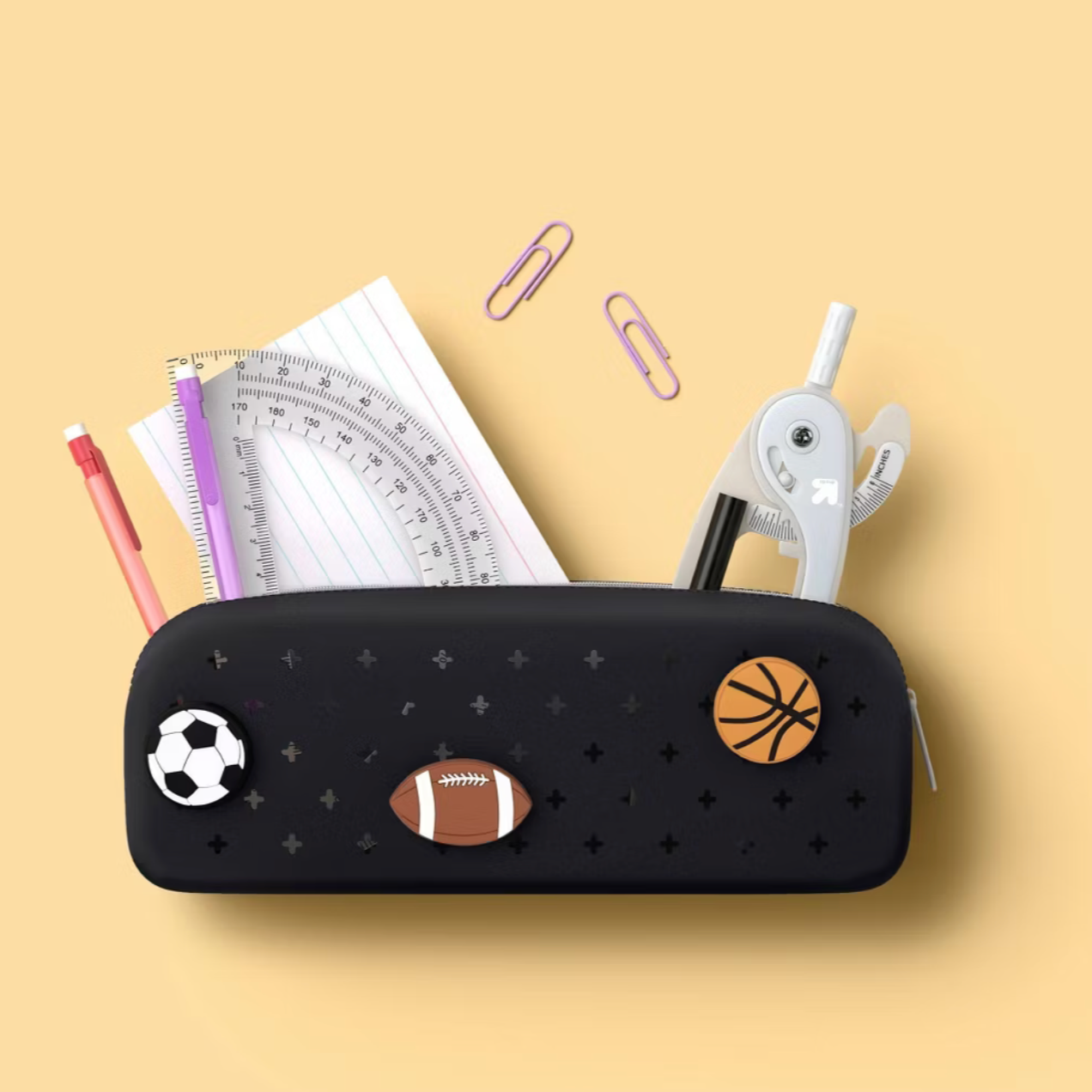 Silicone Charm Pencil Pouch | Black