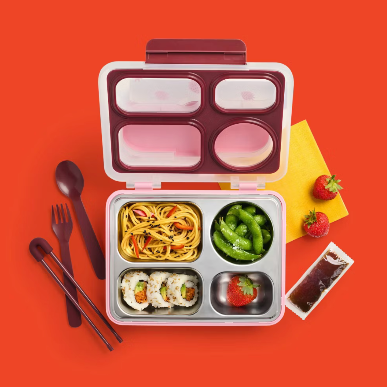 Stainless Steel Bento Lunch Box Cat & Jack | Strawberry 🍓