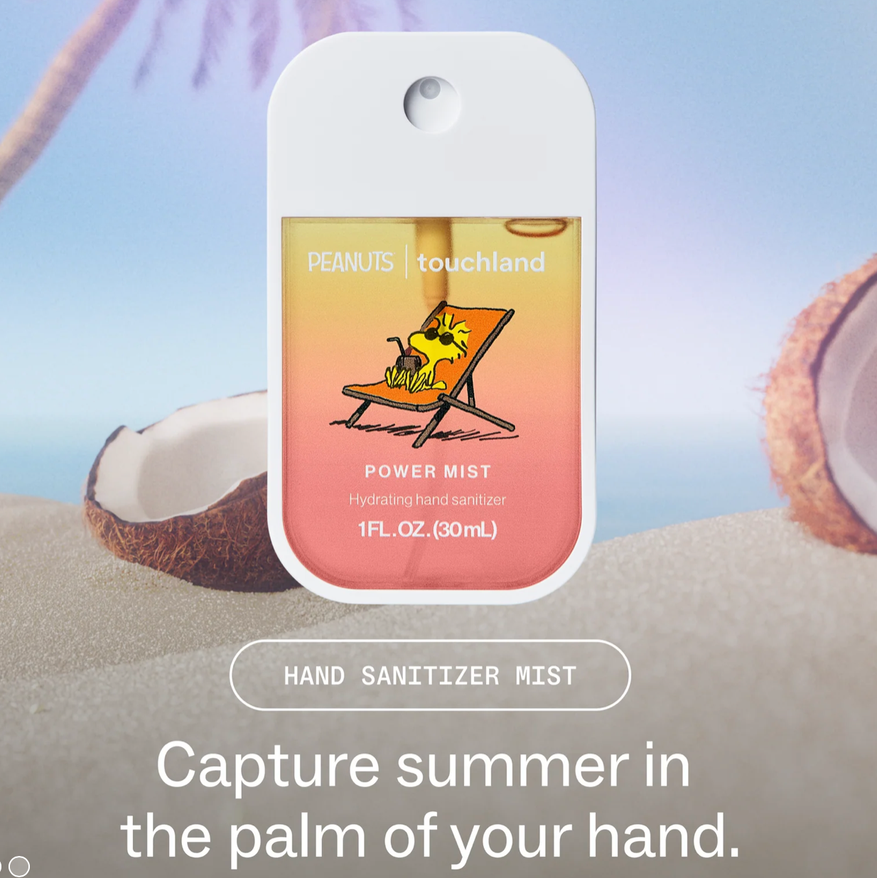 PEANUTS® X TOUCHLAND BEACH COCO HAND SANITIZER 🥥🌴