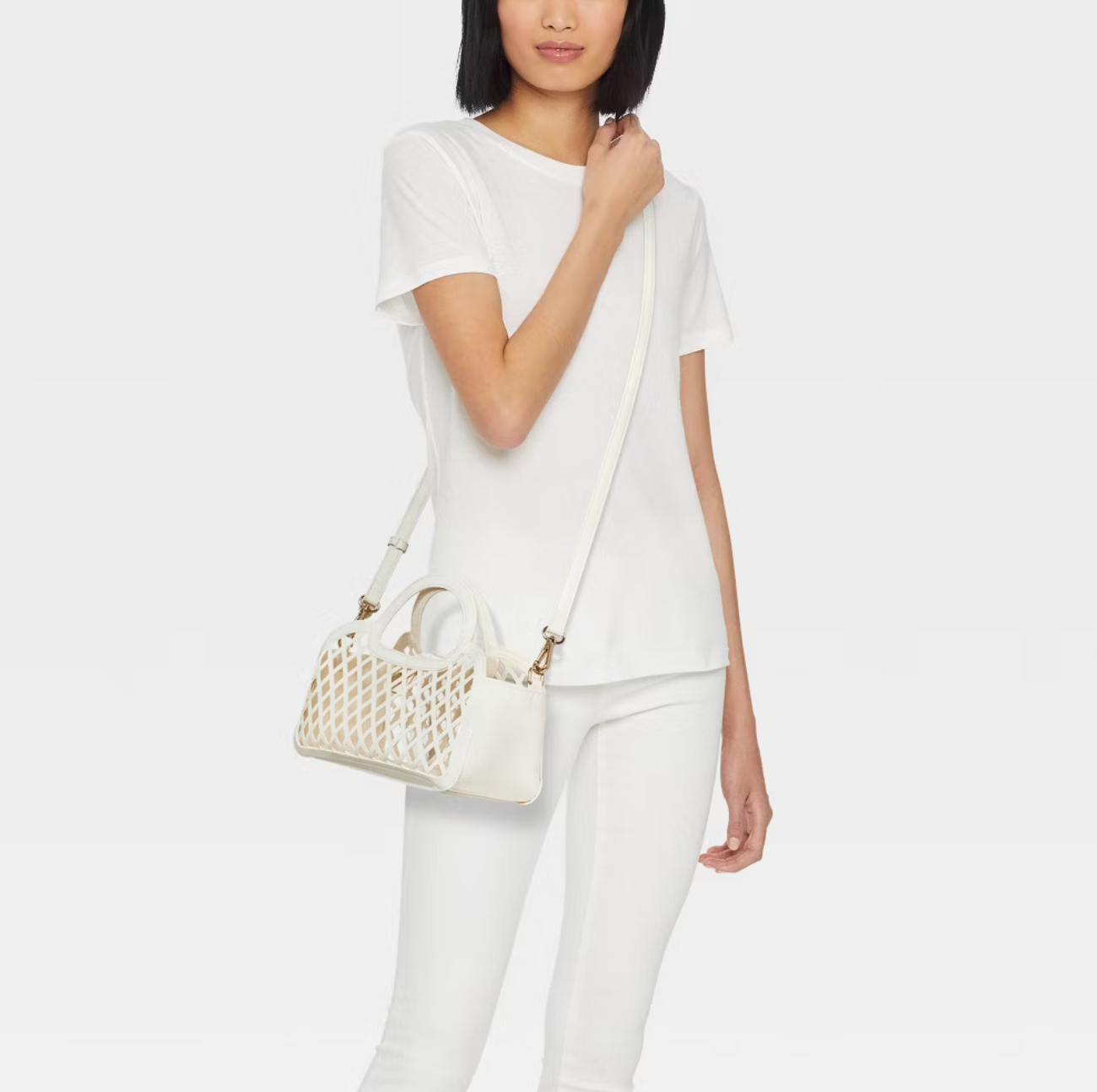 Bolsa cage tote crossbody - A new day blanco 🤍