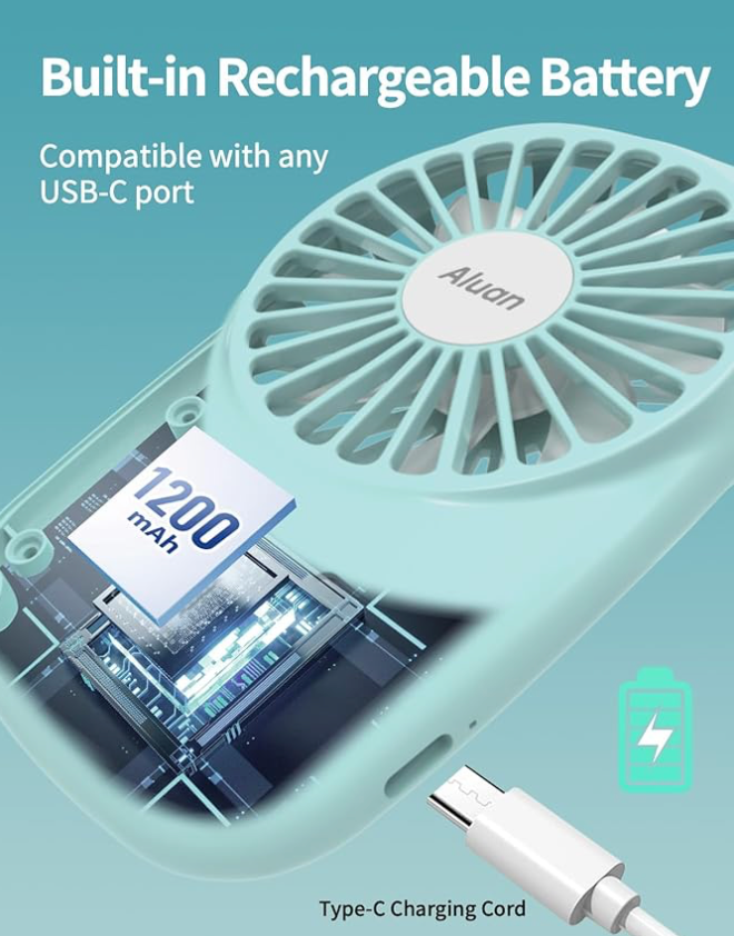Ventilador Aluan Portátil Recargable